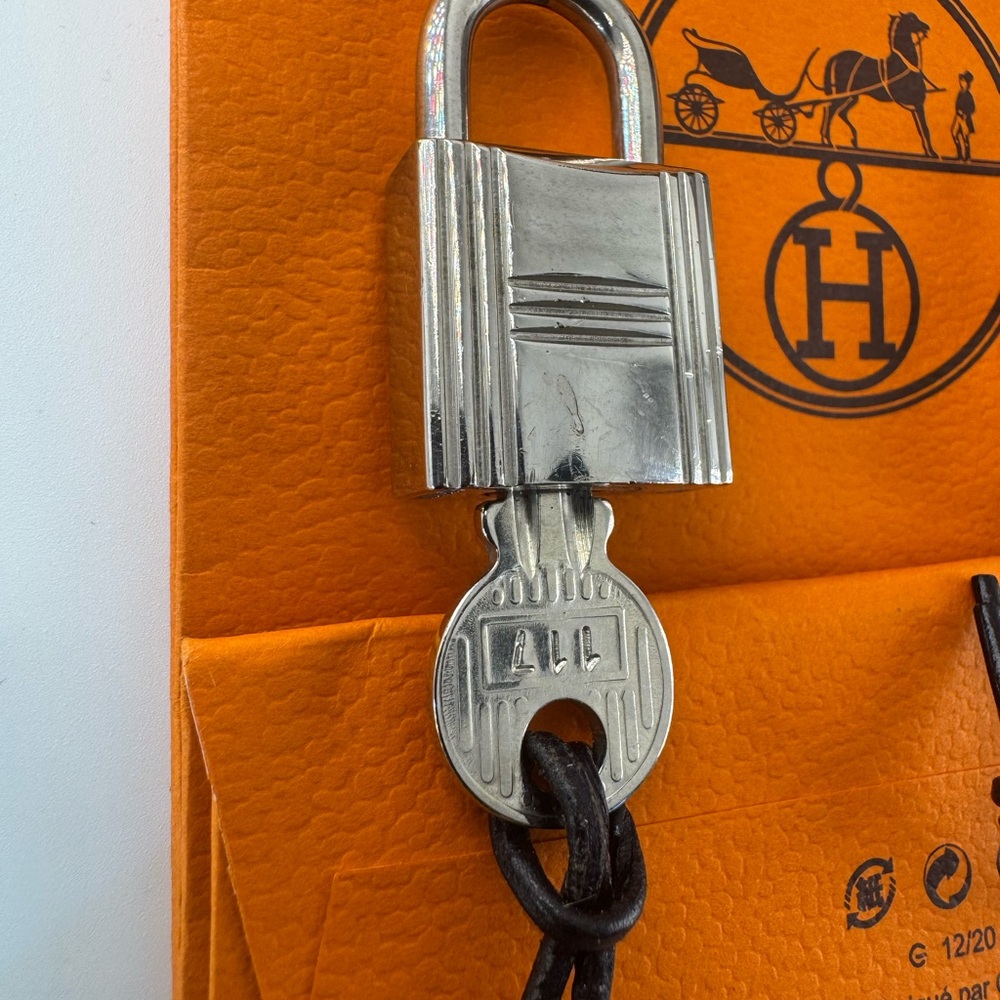 Herms Cadena Padlock Palladium Lock W Key & Strap… - image 8